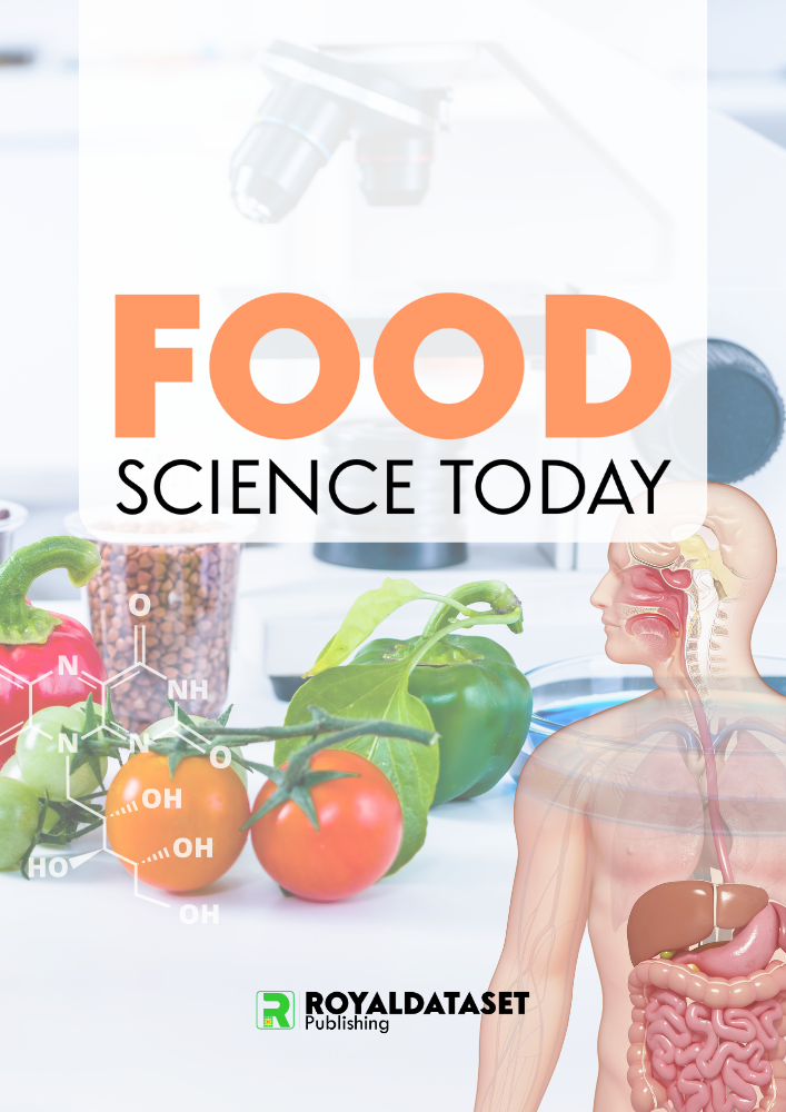 Legumes frescos em uma mesa ao lado de um copo de feijão e um microscópio; estrutura química da vitamina B2 e um esquema do sistema digestivo humano.